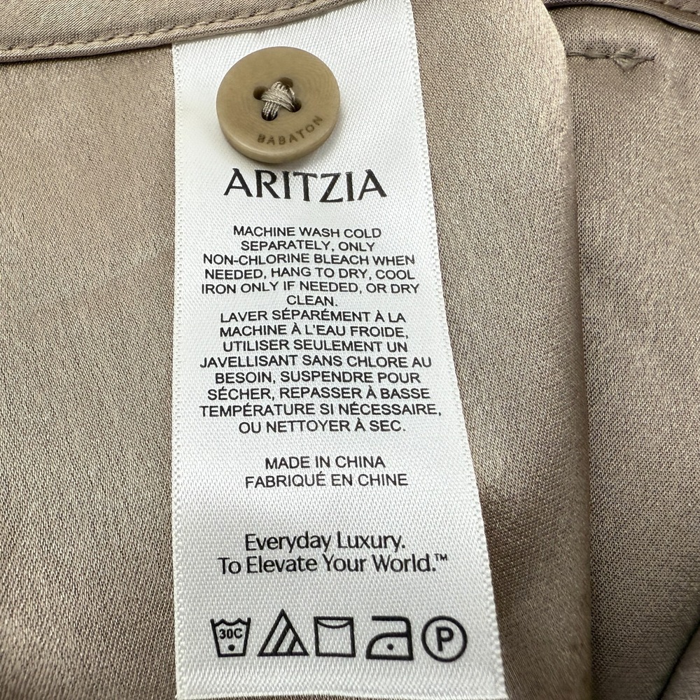Babaton Aritzia Outgoing Satin Cargo Pants Womens 12 Taupe Pleated Party Holiday - Picture 5 of 15